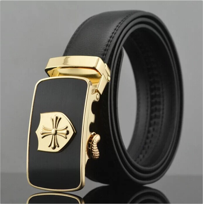 새로운 남자를남자의 진짜 가죽 벨트 패션 골드 방패 버클 벨트 도착/New arrive men&s genuine leather belts fashion gold shield buckle belts for men